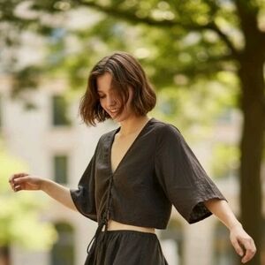 Abercrombie & Fitch Crop Top Whimsy Goth Y2K Dark Fairy 2000's Trendy Retro